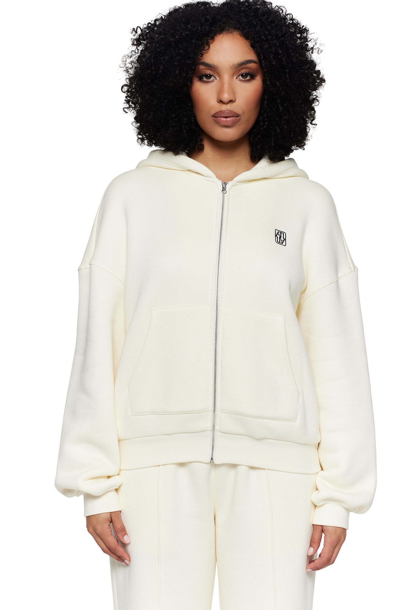 Cream Unisex Zip Hoodie