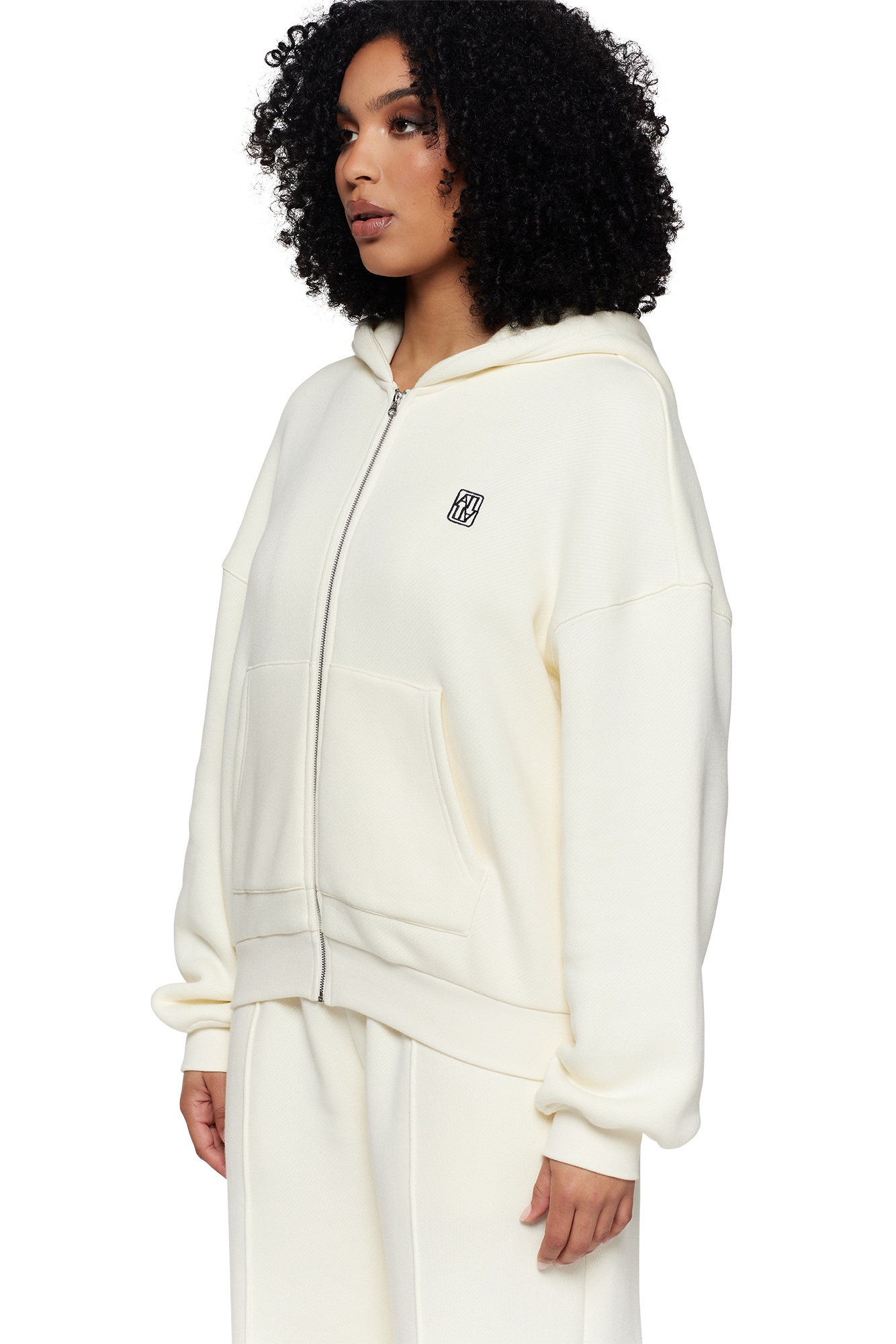 Cream Unisex Zip Hoodie