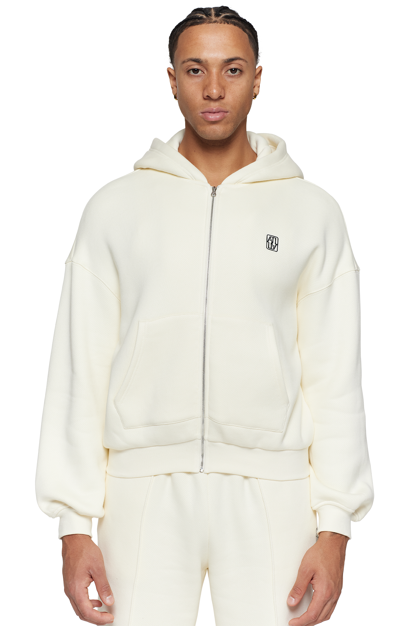 Cream Unisex Zip Hoodie